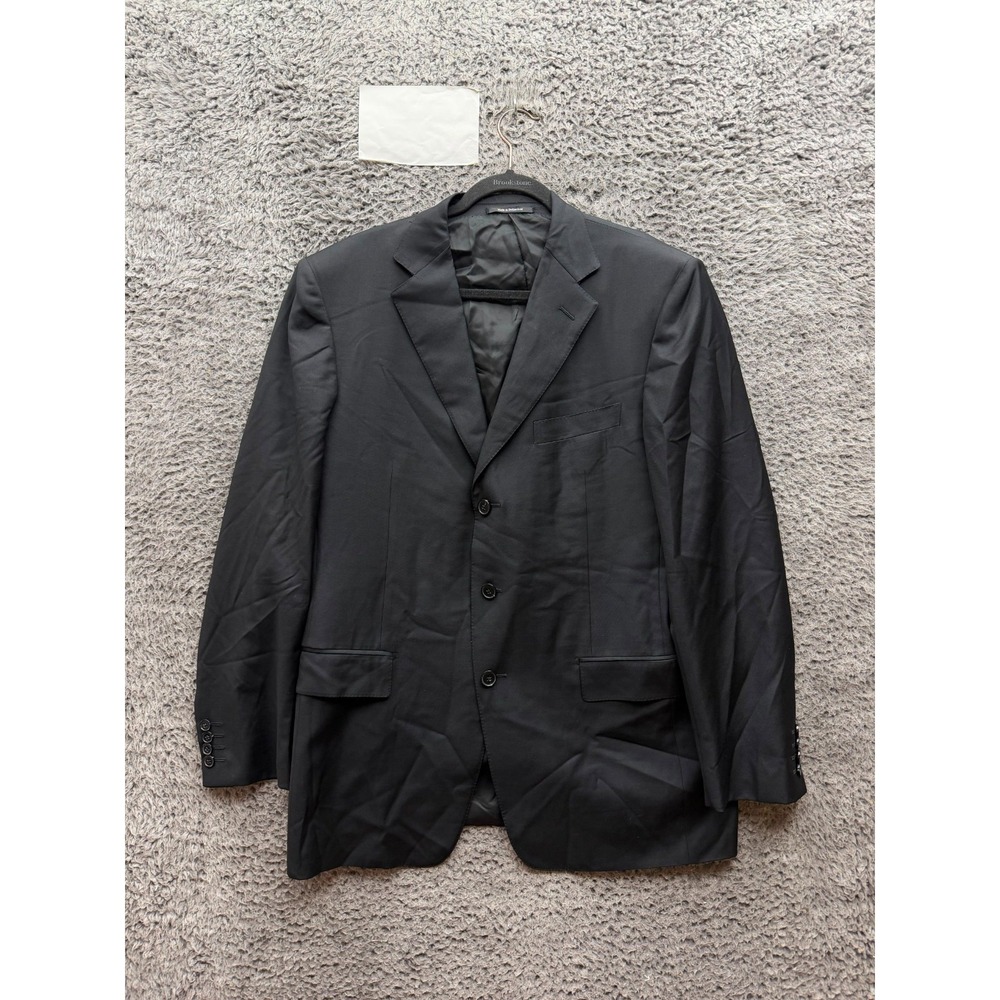 Ermenegildo Zegna Single-Breast Tailored Suit Blazer Jacket Black Mens Size 52R